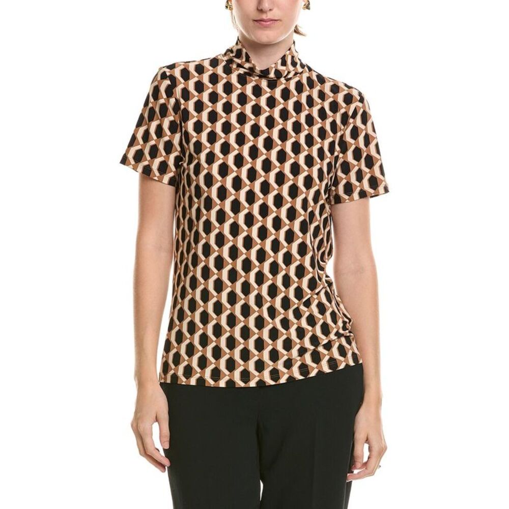 Anne Klein Womens  Printed Top, Black